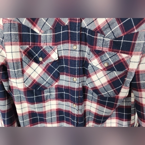 Jach Girlfriend New York,Button Front  Plaid Flannel, Long Sleeve Shirt Jacket.M - Picture 5 of 11